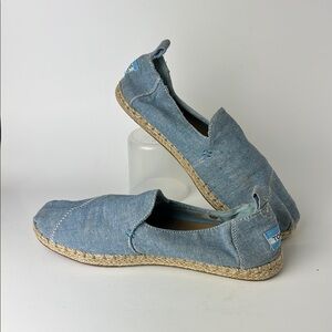 Toms Blue Chambray Denim Slip-On Alpargatas Espadrilles